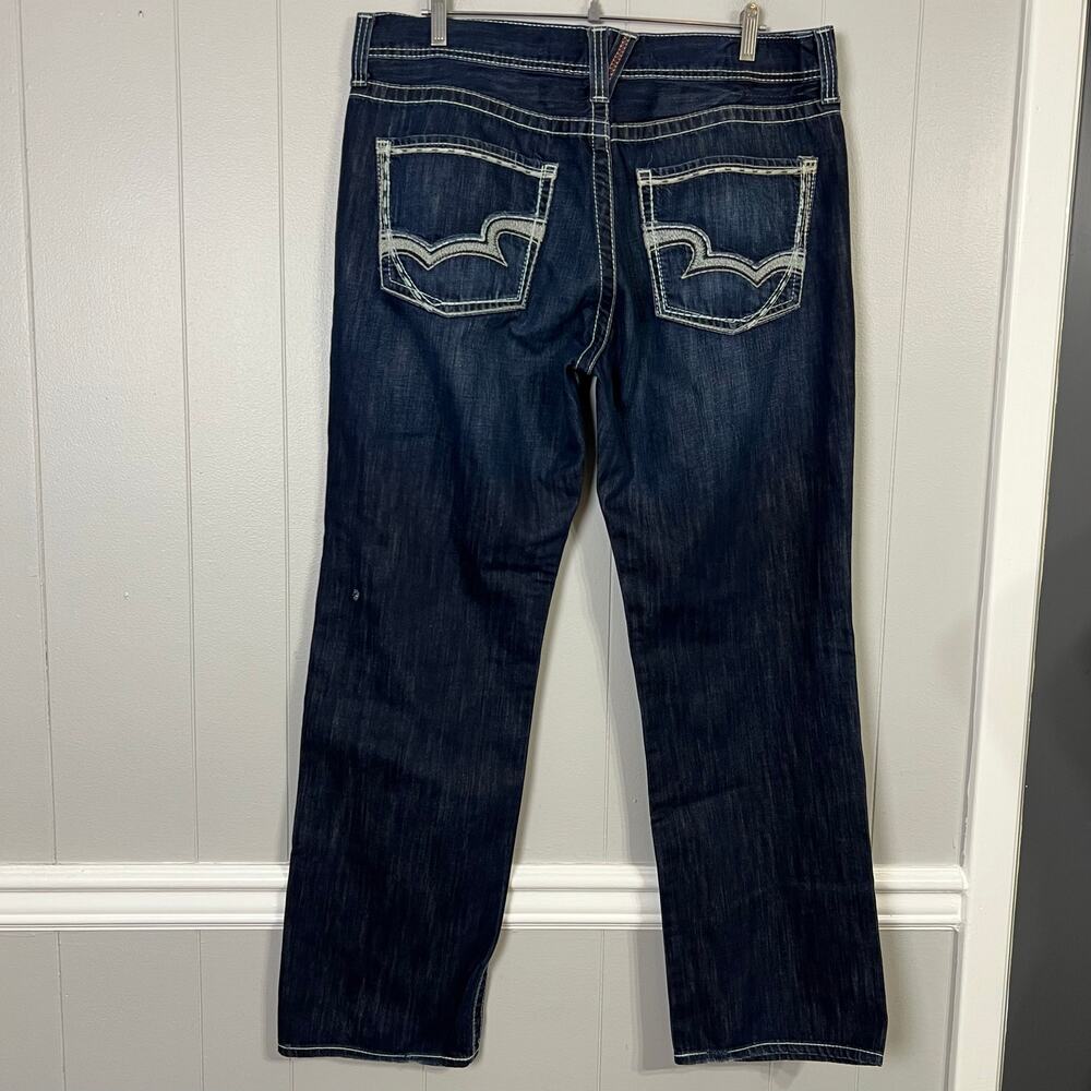 Big Star Union Straight Leg Jeans Mens 38x32 Dark Wash Contrast Stitch Denim - Picture 2 of 13